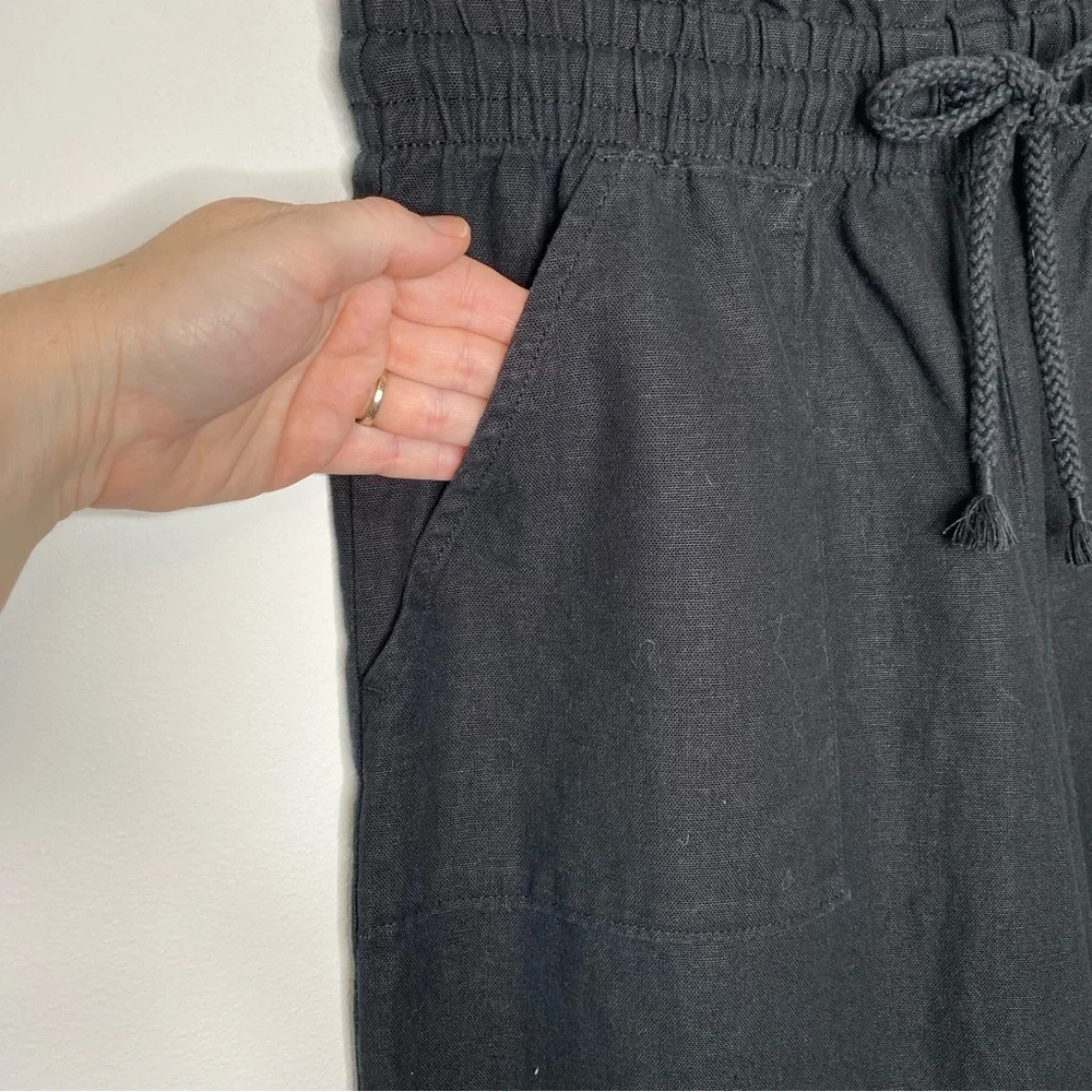 Banana Republic Black Hemp Cotton Blend Wide Leg Paperbag Pant
